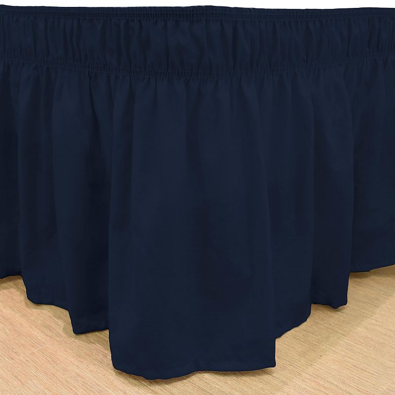 EasyFit Wrap Around Solid Ruffled Bed Skirt, Blue, King