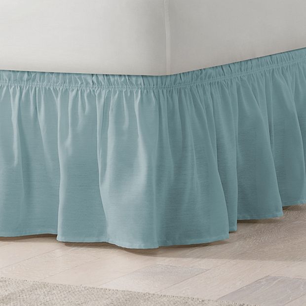 Easy Fit Wrap Around Solid Ruffled Bed Skirt, Queen/King, Spa