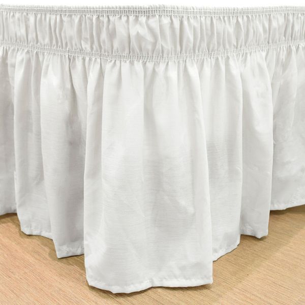 Easyfit Wrap Around Solid Ruffled Bed Skirt, White Double Ruffle Bed Skirt