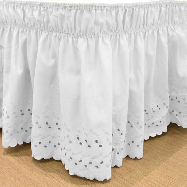 Easy Fit Ruffled Eyelet Bed Skirt, Queen/King, White : : Home