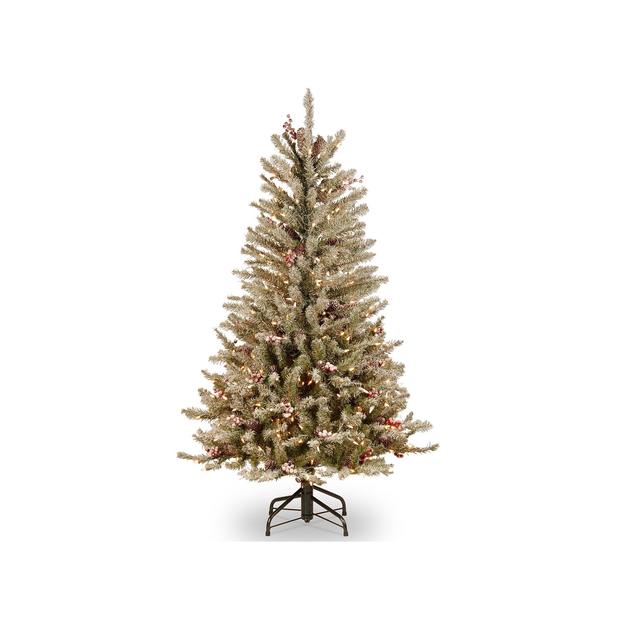 National Tree Company 4.5-ft. Pre-Lit Snow, Berry & Pinecone Dunhill Slim F