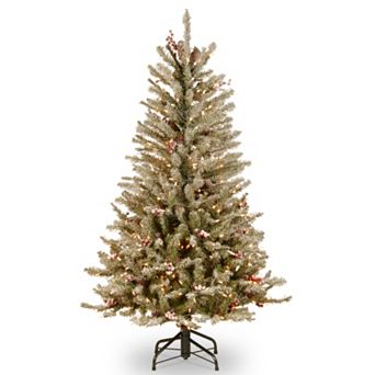 National Tree Company 4.5-ft. Pre-Lit Snow, Berry & Pinecone Dunhill Slim Fir Artificial Christmas Tree