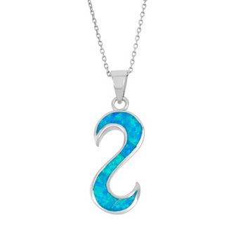 Nautica Rocks Lab-Created Blue Opal Sterling Silver Reverse S Pendant Necklace
