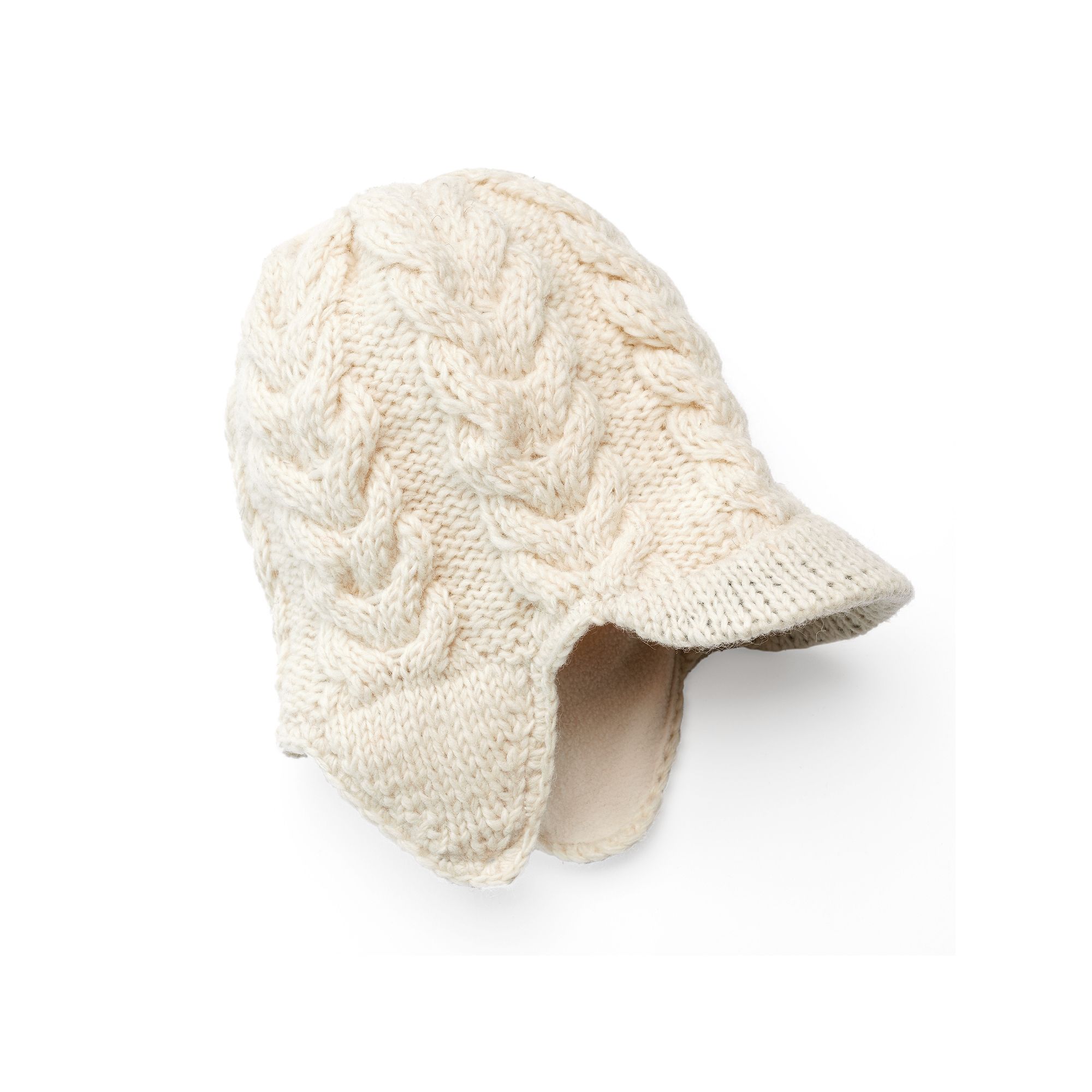 SIJJL Womens Ribbed Brim Wool Beanie, Ivory
