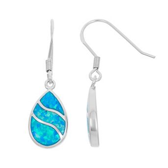 Nautica Rocks Lab-Created Blue Opal Sterling Silver Teardrop Earrings