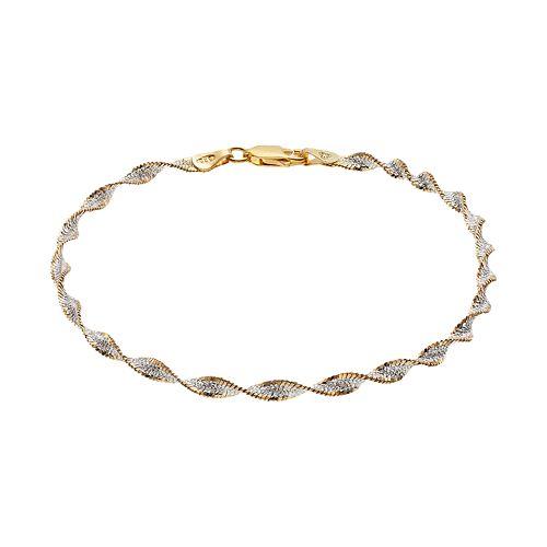 PRIMROSE Two Tone Sterling Silver Butterfly Twist Chain Bracelet