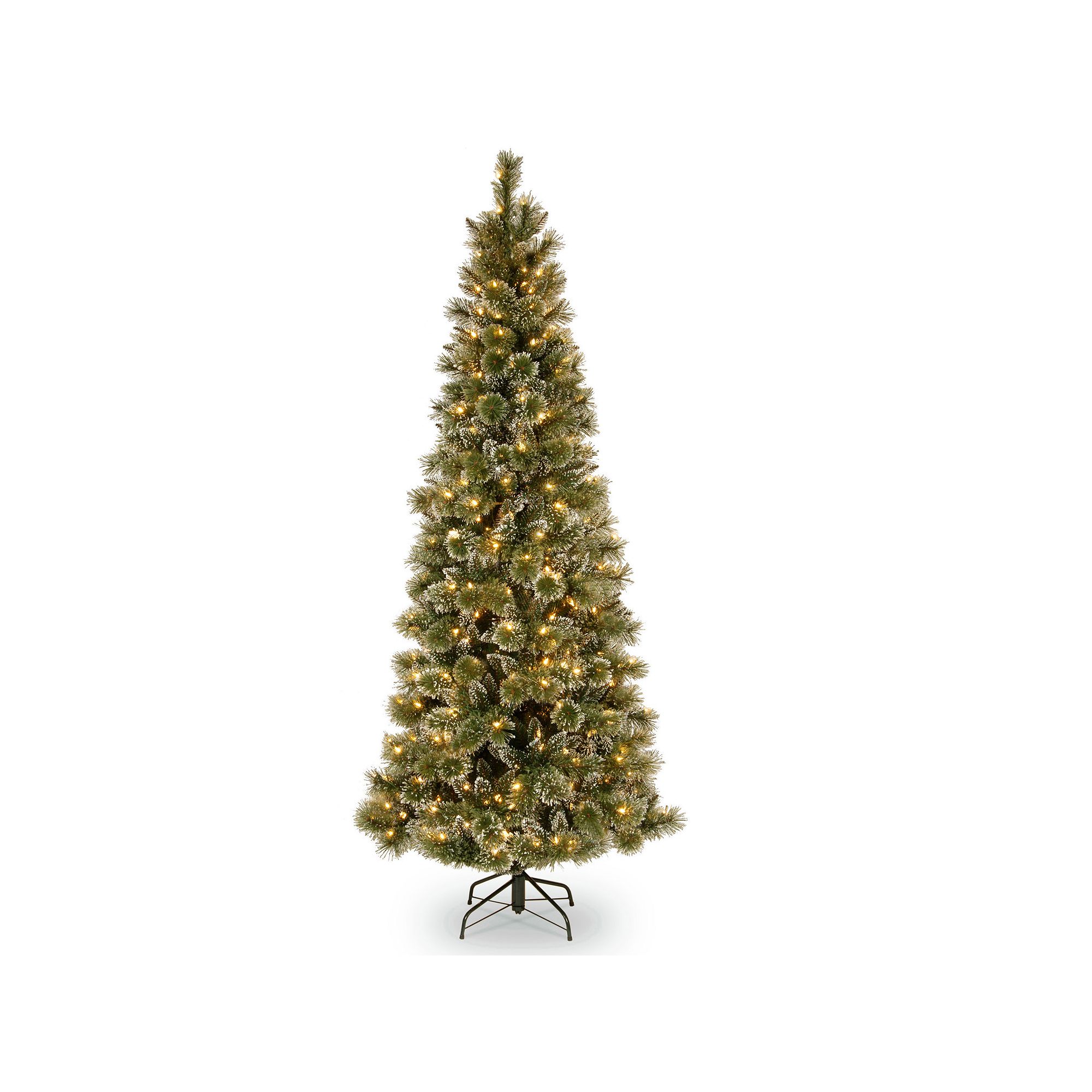 National Tree Company 7.5-ft. Pre-Lit Glittery Pinecone Bristle Slim Pine A