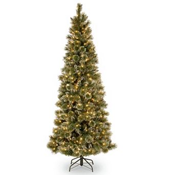 National Tree Company 7.5-ft. Pre-Lit Glittery Pinecone Bristle Slim Pine Artificial Christmas Tree