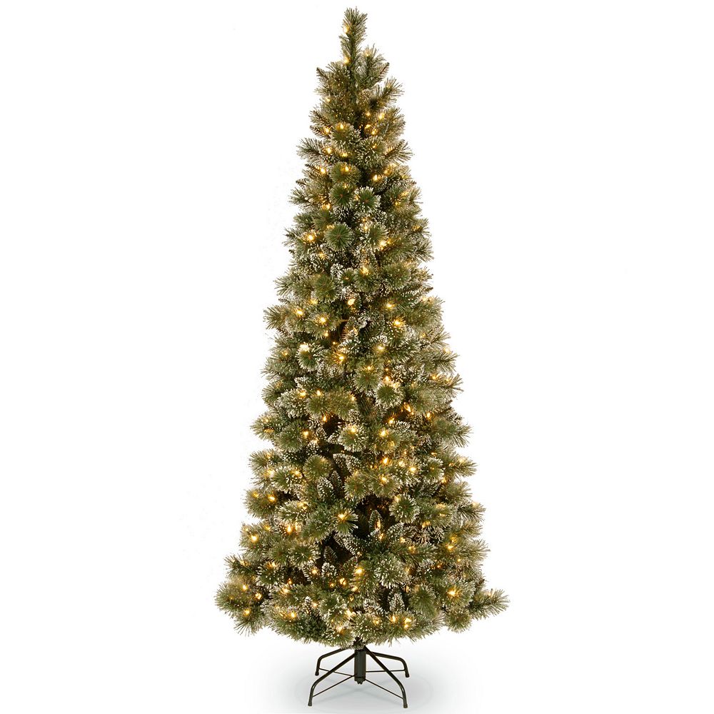 Glittery Bristle 108'' Lighted Artificial Pine Christmas Tree