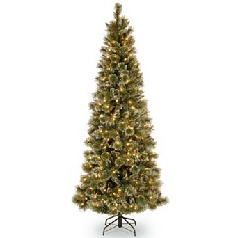 National Tree Company 7.5-ft. Pre-Lit LED Glittery Bristle Pine Slim Artificial Christmas Tree