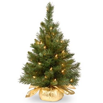 National Tree Company 24 in Pre-Lit Majestic Fir Artificial Christmas Tree & Gold Cloth Bag