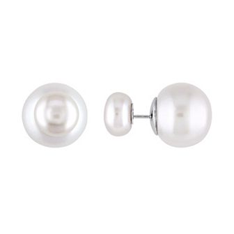 Stella Grace Freshwater Cultured Pearl Sterling Silver Front-Back Stud Earrings