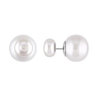 Stella Grace Freshwater Cultured Pearl Sterling Silver Front-Back Stud Earrings