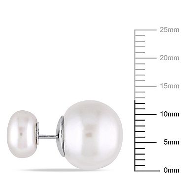 Stella Grace Freshwater Cultured Pearl Sterling Silver Front-Back Stud Earrings