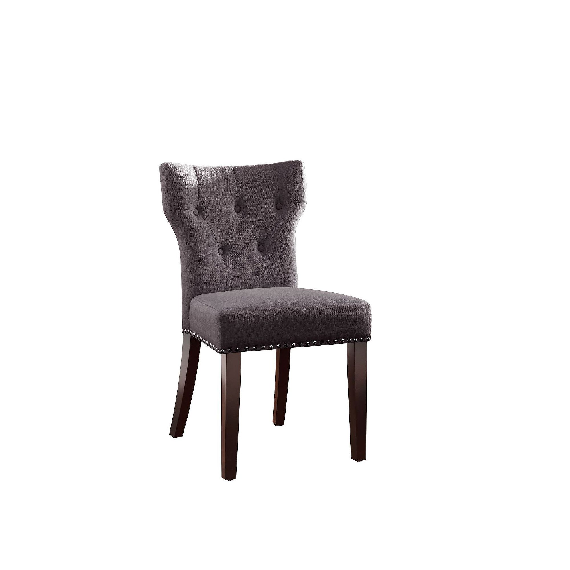 Madison Park Emilia Tufted Back Dining Chair, Solid Steele