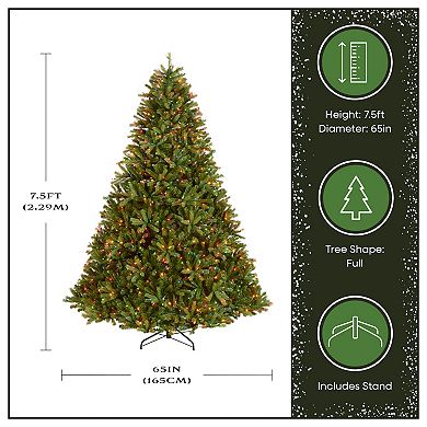 National Tree Company 7.5-ft. Pre-Lit Multicolor ''Feel Real'' Jersey Frasier Fir Artificial Christmas Tree