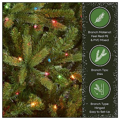 National Tree Company 7.5-ft. Pre-Lit Multicolor ''Feel Real'' Jersey Frasier Fir Artificial Christmas Tree