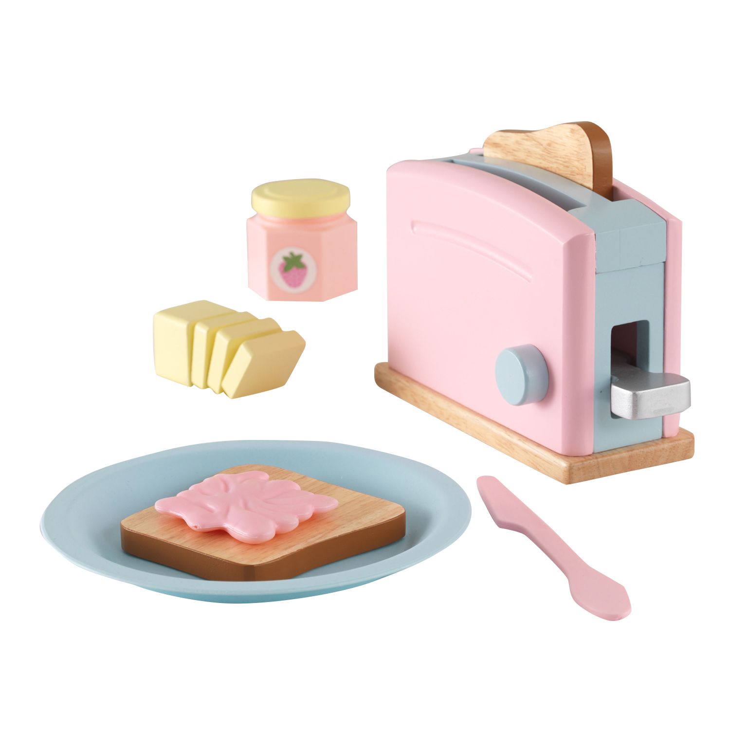 wooden toy toaster set