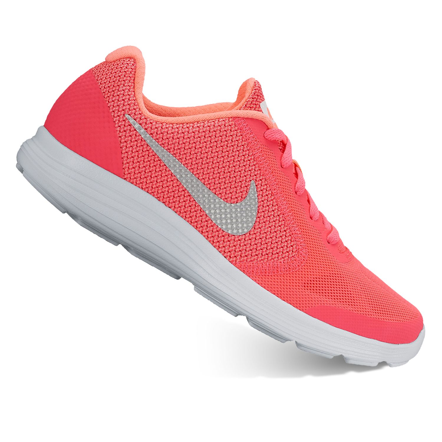 pink and grey nike revolution 3