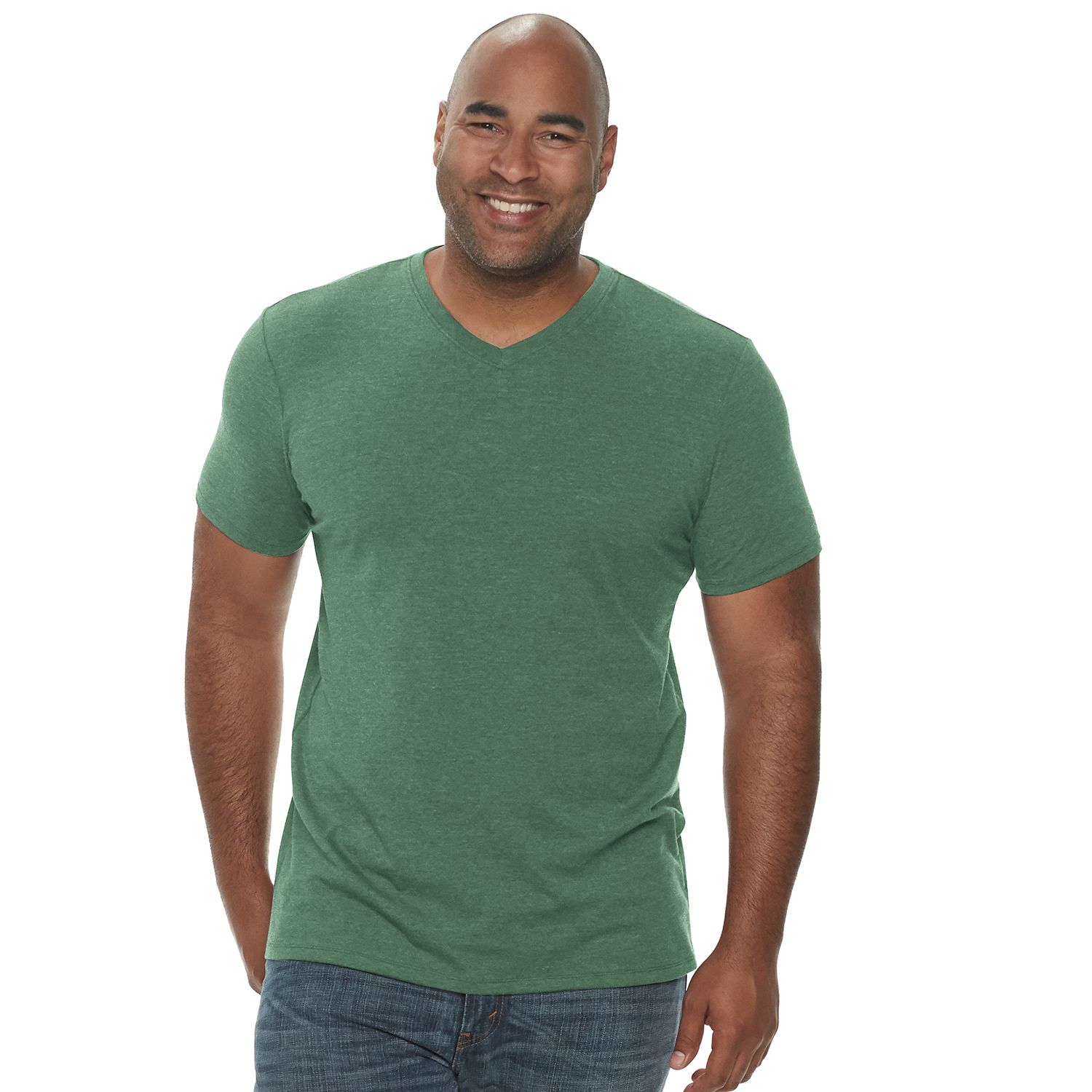 Мужские футболки Big & Tall Apt. 9® Premier Flex Short Sleeve V-Neck, цвет: Оливковый — фото 1
