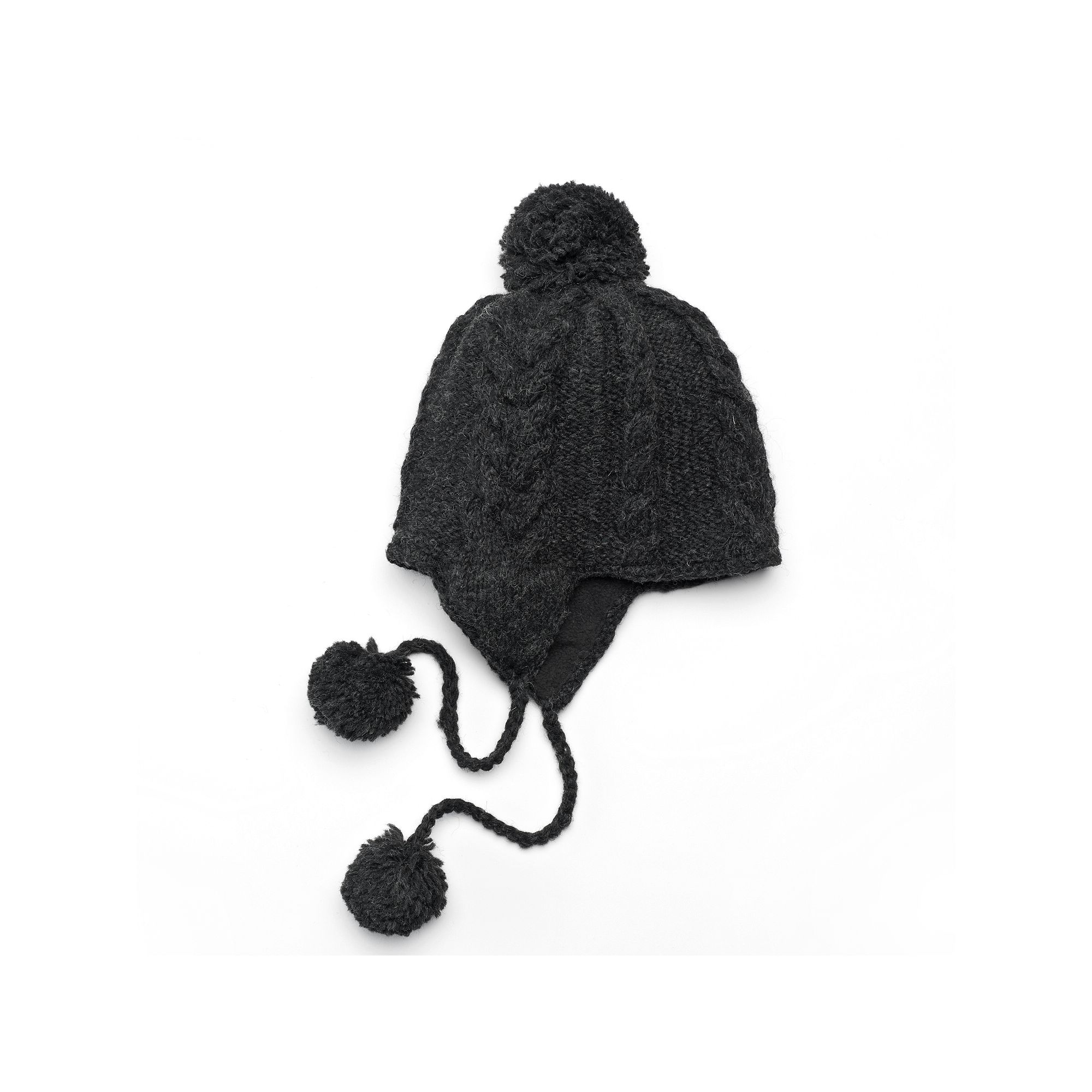 SIJJL Womens Cable-Knit Wool Trapper Hat, Black
