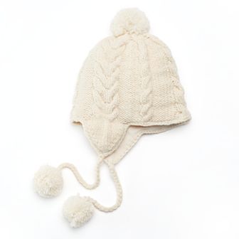 SIJJL Women's Cable-Knit Wool Trapper Hat