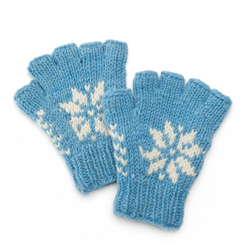 SIJJL Women's Snowflake Wool Fingerless Gloves