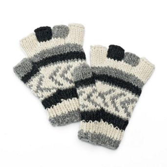 SIJJL Women's Snowflake Wool Fingerless Gloves