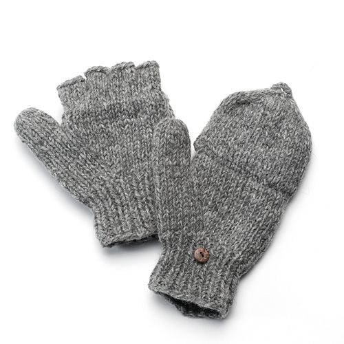 SIJJL Women's Striped Wool Convertible Mittens