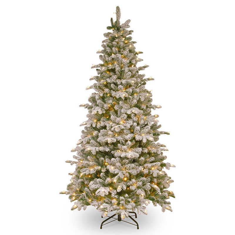 7.5-ft. Pre-Lit Feel-Real Snowy Everest Fir Artificial Christmas Tree, 