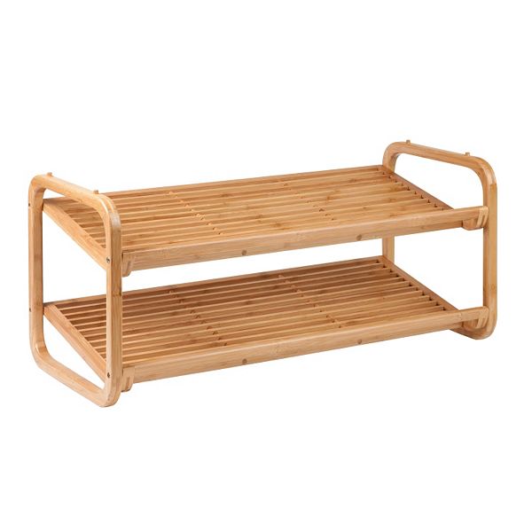 2-Tier Bamboo Stackable Shoe Shelf