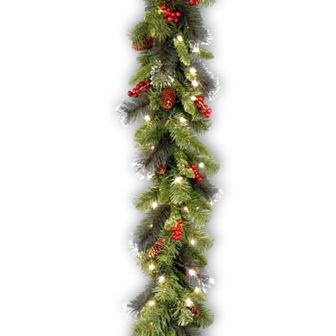 National Tree Company 9-ft. Pre-Lit Glitter Bristle, Pinecones & Berry Crestwood Spruce Christmas Garland
