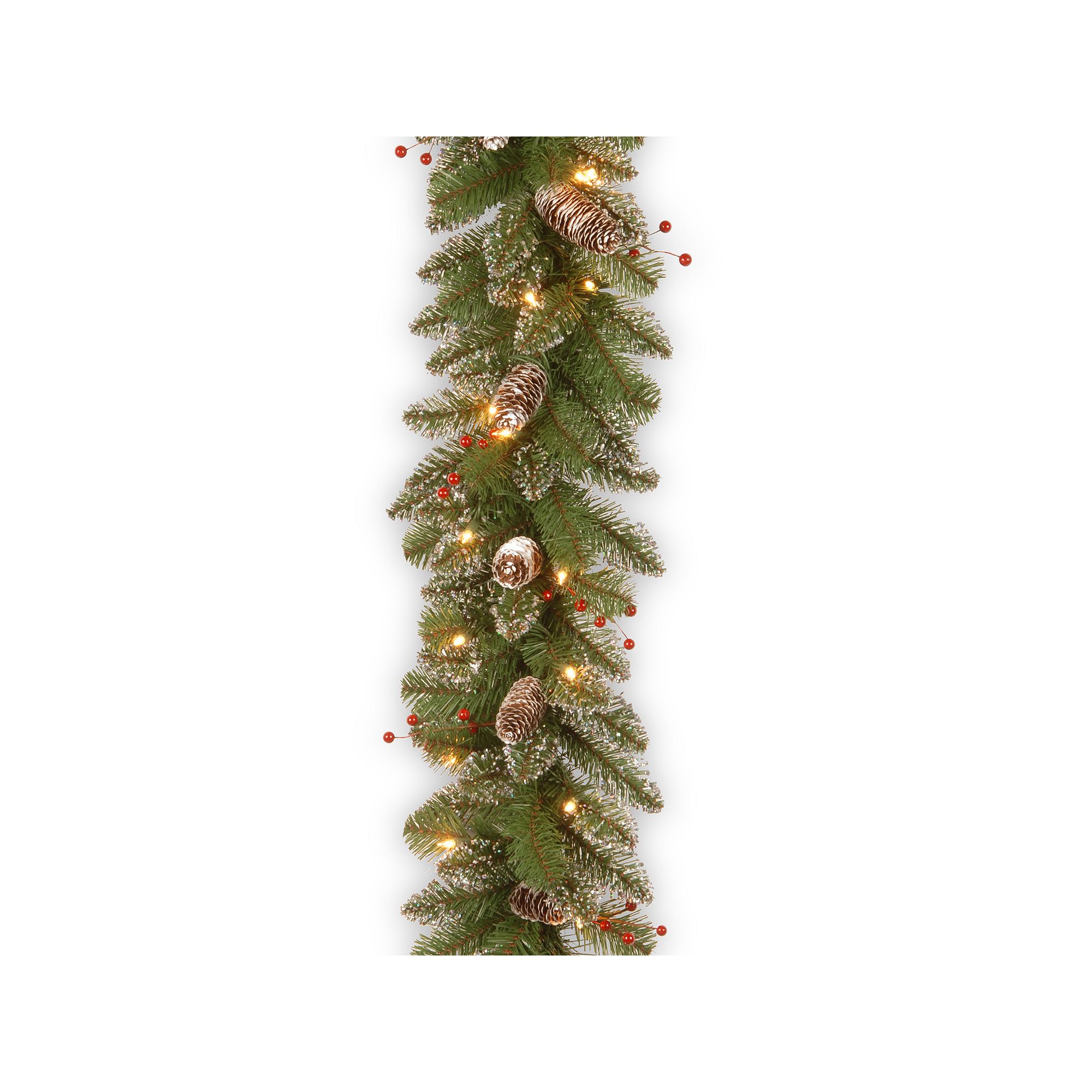 9-ft. Pre-Lit Glittery Pinecone & Berry Mountain Spruce Artificial Garland,
