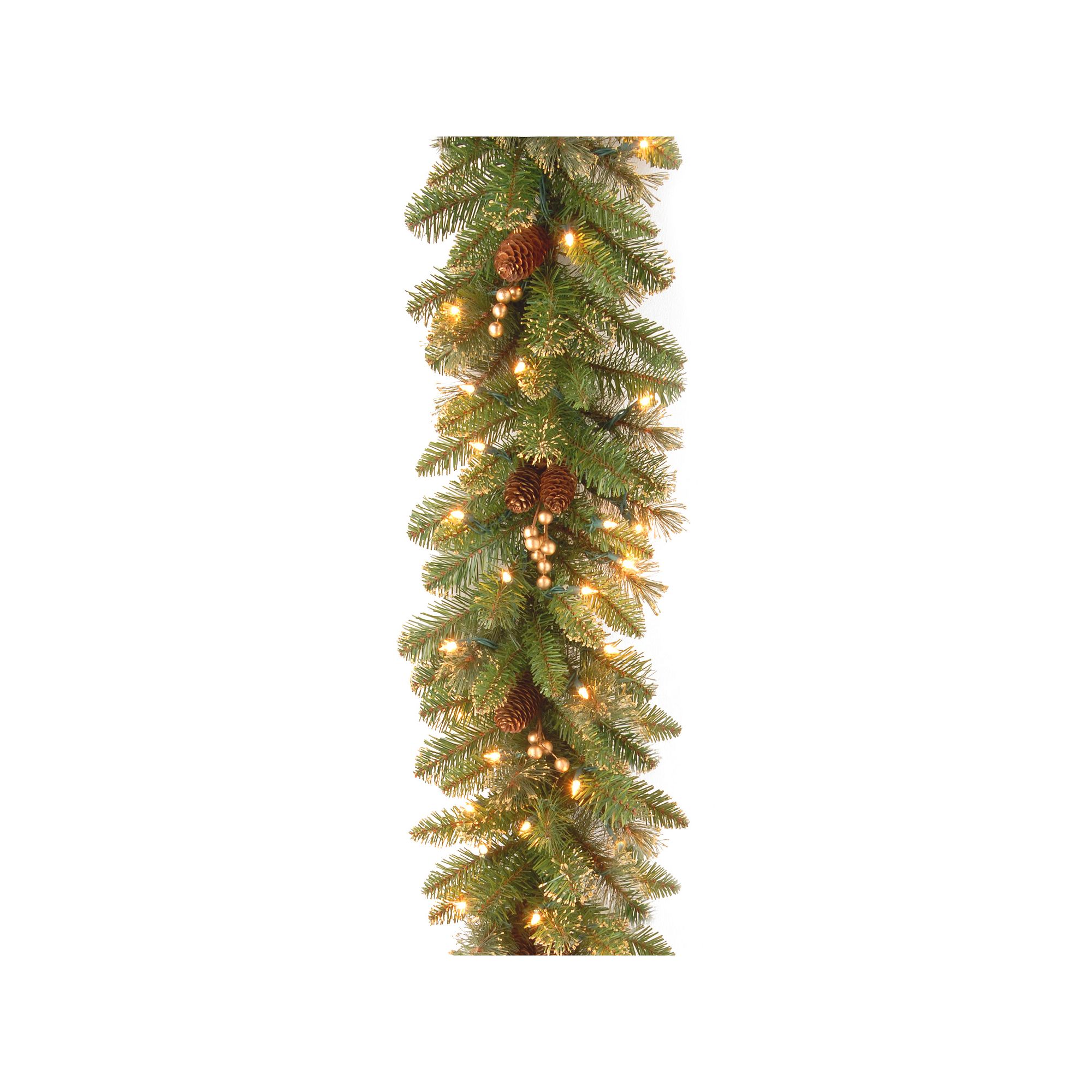 9-ft. Pre-Lit Glittery Pine Artificial Garland, Green