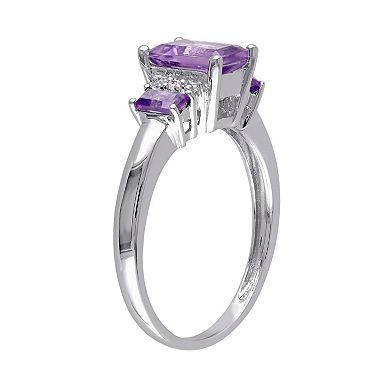 Stella Grace Amethyst & Diamond Accent 10k White Gold 3-Stone Ring