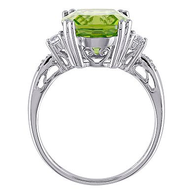 Stella Grace 10k White Gold Peridot, Lab-Created White Sapphire & Diamond Accent Ring
