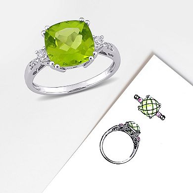 Stella Grace 10k White Gold Peridot, Lab-Created White Sapphire & Diamond Accent Ring