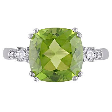 Stella Grace 10k White Gold Peridot, Lab-Created White Sapphire & Diamond Accent Ring