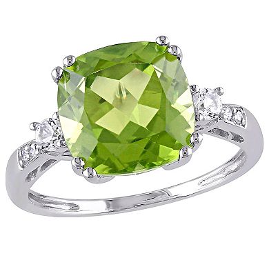 Stella Grace 10k White Gold Peridot, Lab-Created White Sapphire & Diamond Accent Ring