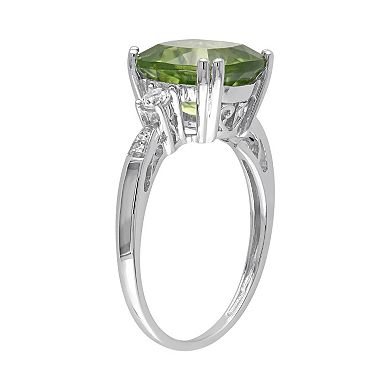 Stella Grace Peridot, Lab-Created White Sapphire & Diamond Accent 10k White Gold Ring