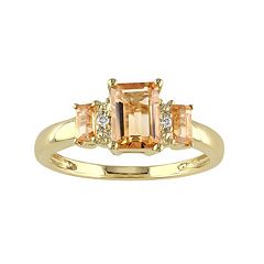 Citrine & Diamond Accent 10k Gold 3-Stone Ring by