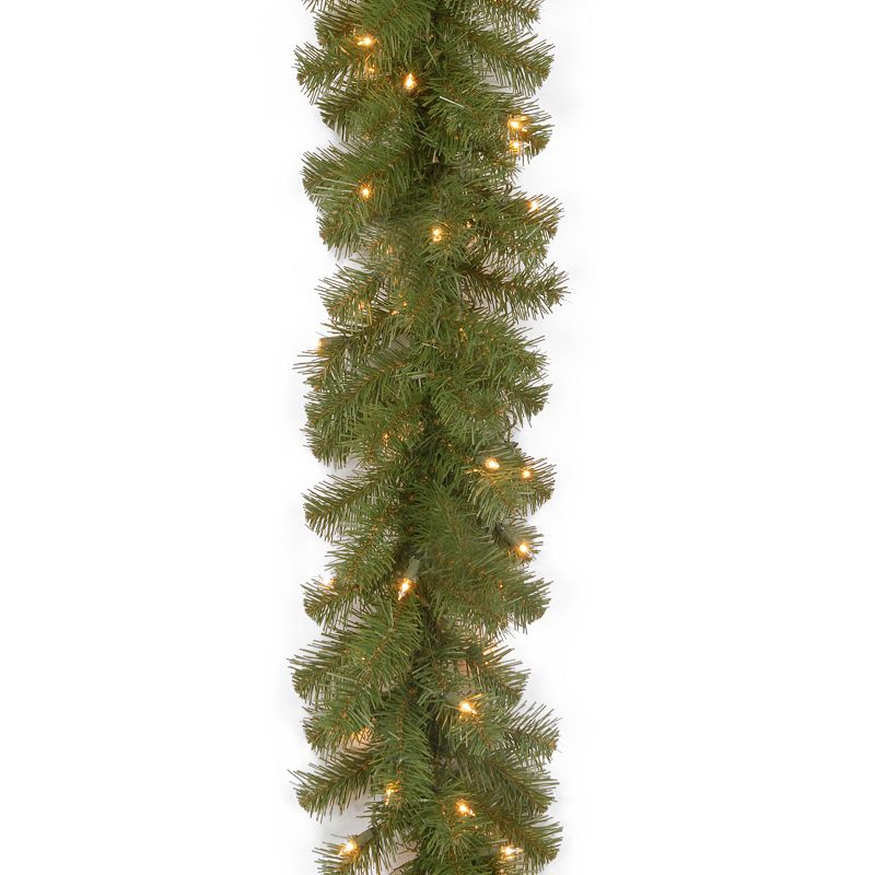 National Tree 9' x 10" North Valley Spruce Garland with 50 Battery Operated Dual Led Lights