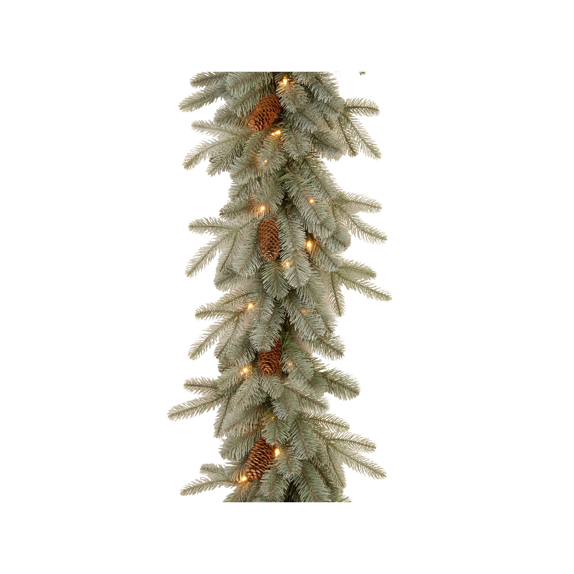 9-ft. Pre-Lit Feel Real Frosted Arctic Spruce Artificial Garland, Green