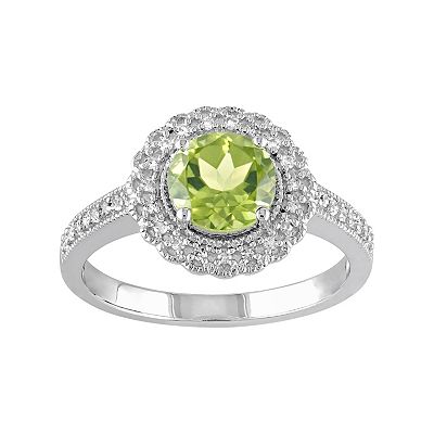 Sterling Silver Peridot & .01 CTW Diamond Halo-Style Ring - Size 8 Sterling Silver Peridot & .01 CTW Diamond Halo-Style Ring - Size 8