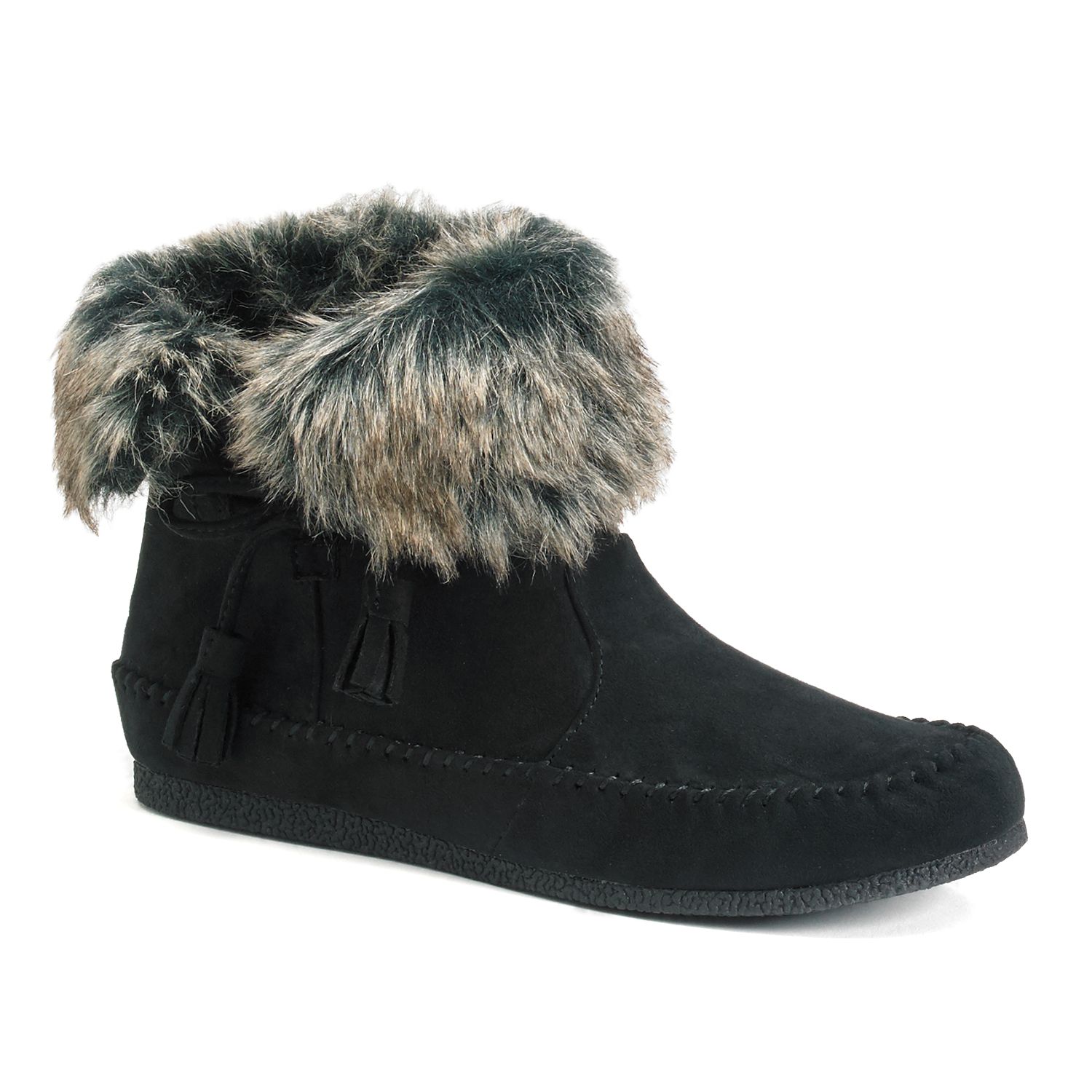 moccasin ankle boots with fur