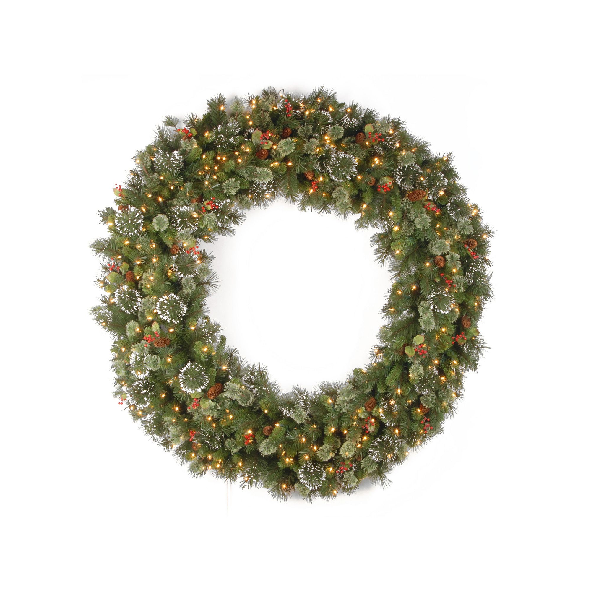 60-in. Pre-Lit Wintry Pinecone, Berry & Snowflake Pine Artificial Wreath, G