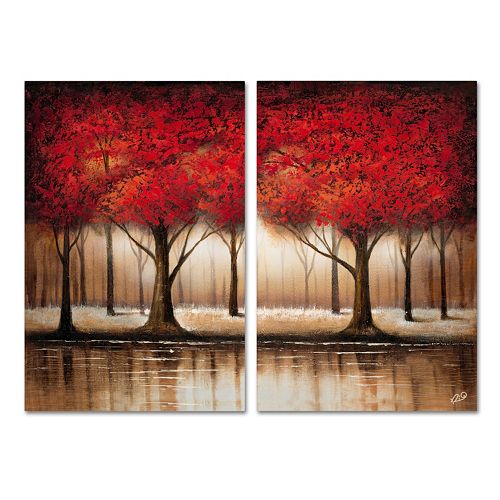 Trademark Fine Art ''Parade Of Red Trees'' 2-pc. Wall Art Set