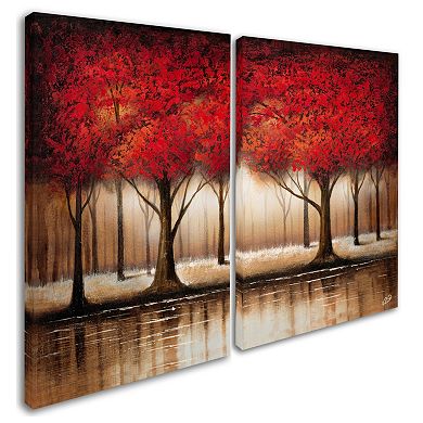 Trademark Fine Art ''Parade Of Red Trees'' Wall Art 2-piece Set