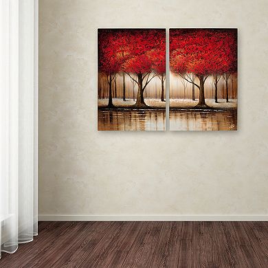 Trademark Fine Art ''Parade Of Red Trees'' Wall Art 2-piece Set