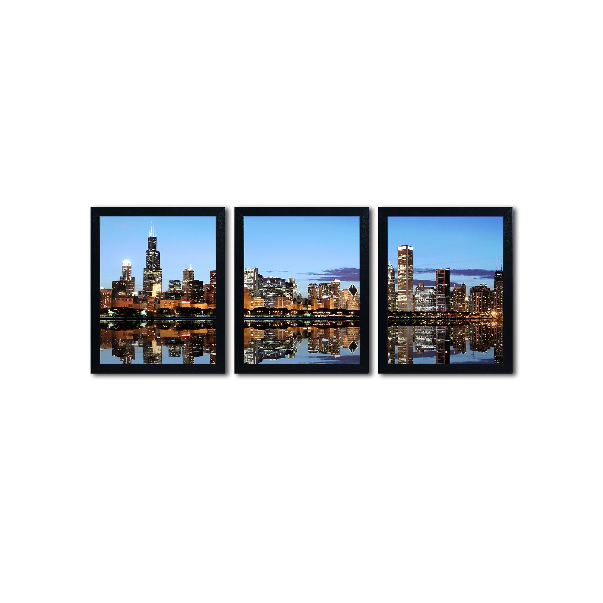 Trademark Fine Art Chicago IL 3-pc. Wall Art Set, Blue